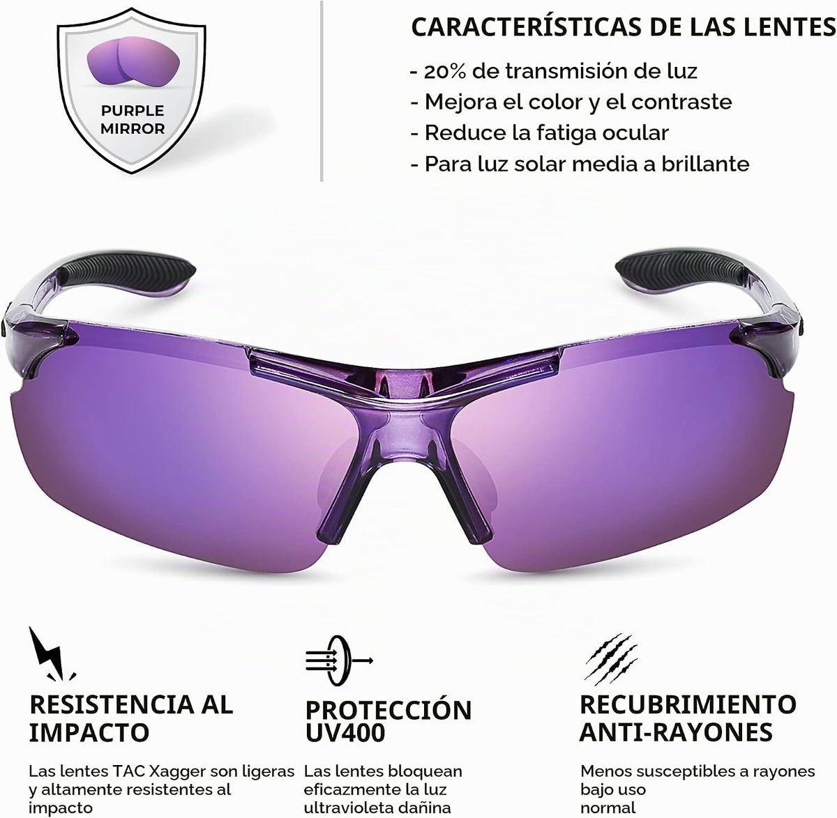 Xagger Lentes de sol polarizados deportivos para hombres y mujeres,...