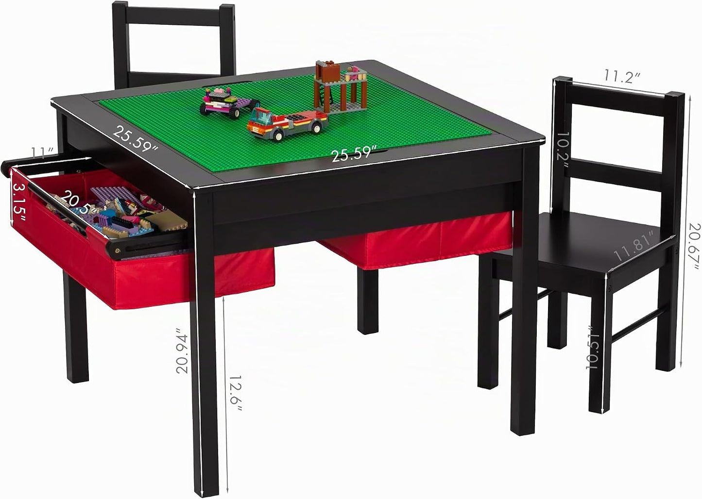 UTEX - Juego de mesa de construcción para niños 2 en 1 de madera co...