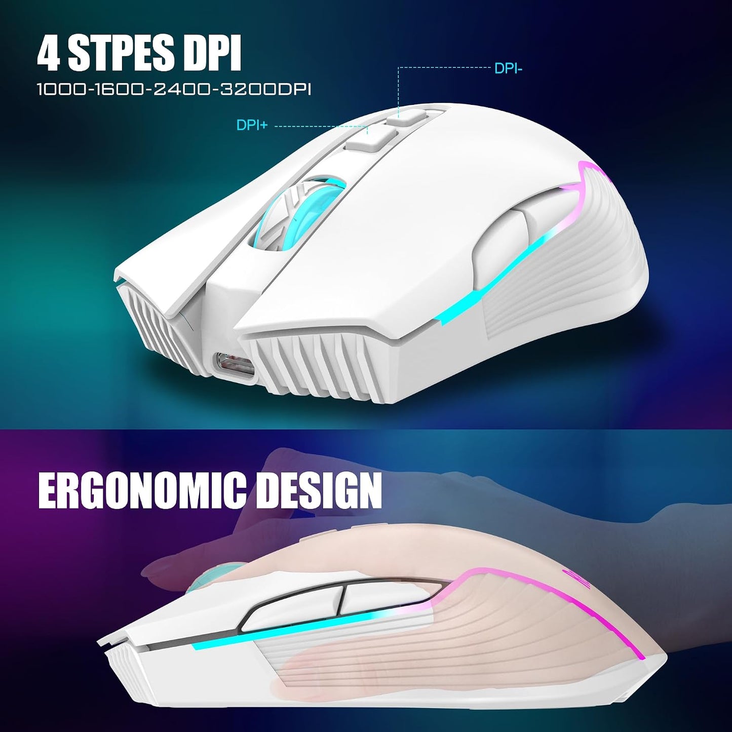 RedThunder K10 - Combo de teclado y mouse inalámbricos para juegos,...