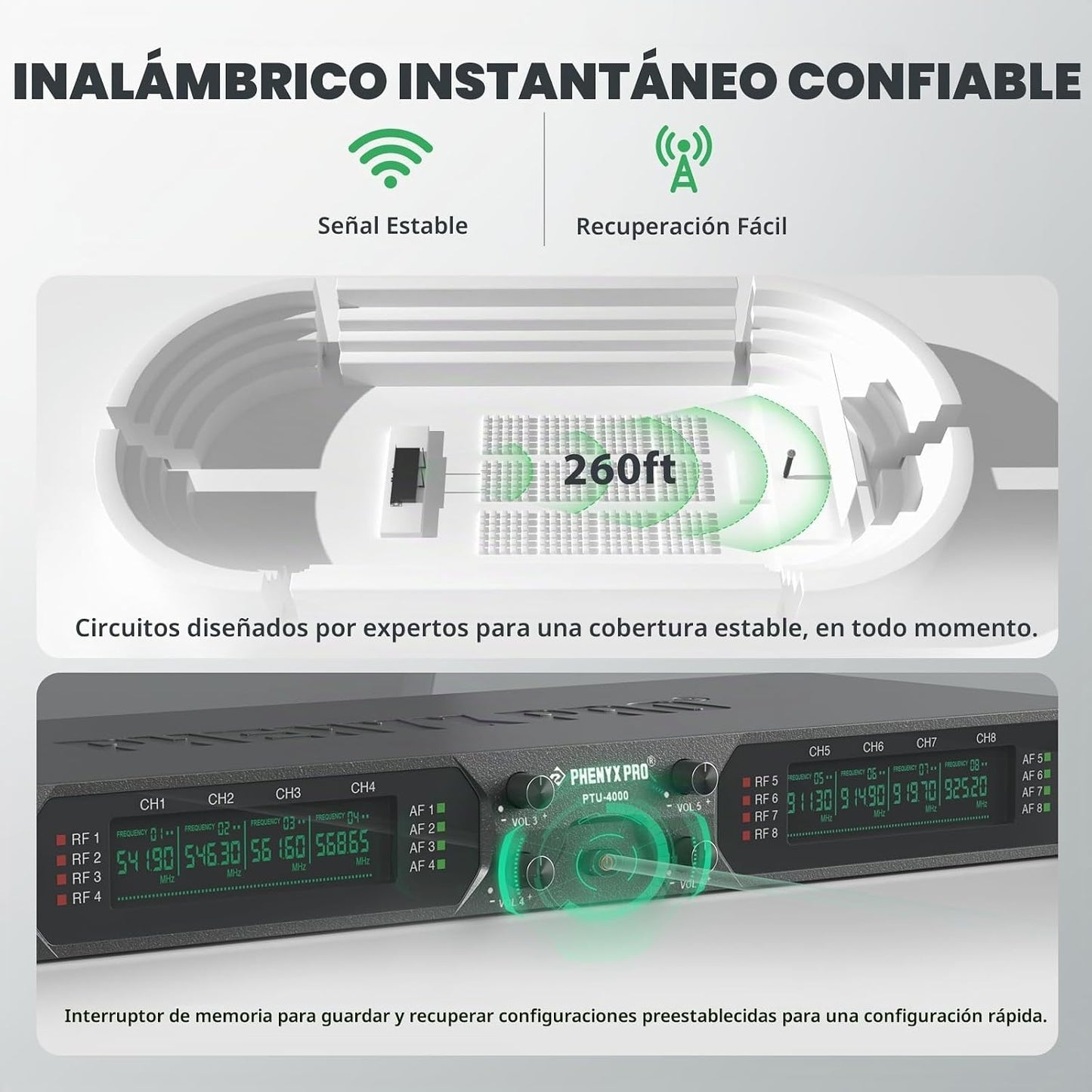 Phenyx Pro Sistema de micrófono inalámbrico, micrófono inalámbrico...
