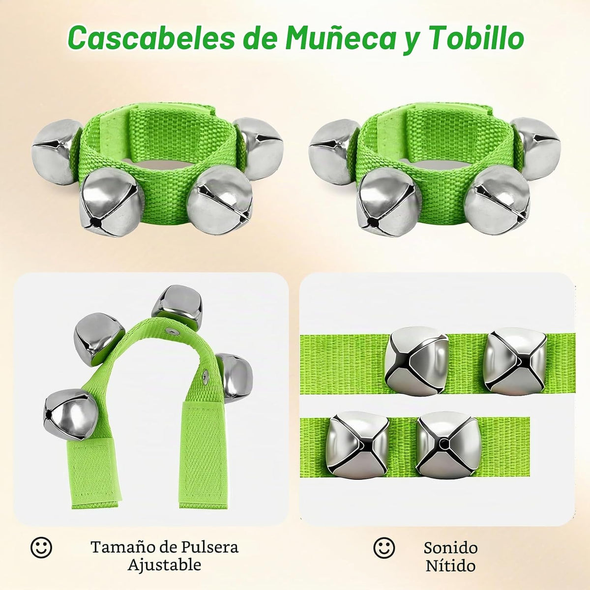 10 panderetas verdes para adultos y niños, pandereta de media luna,...