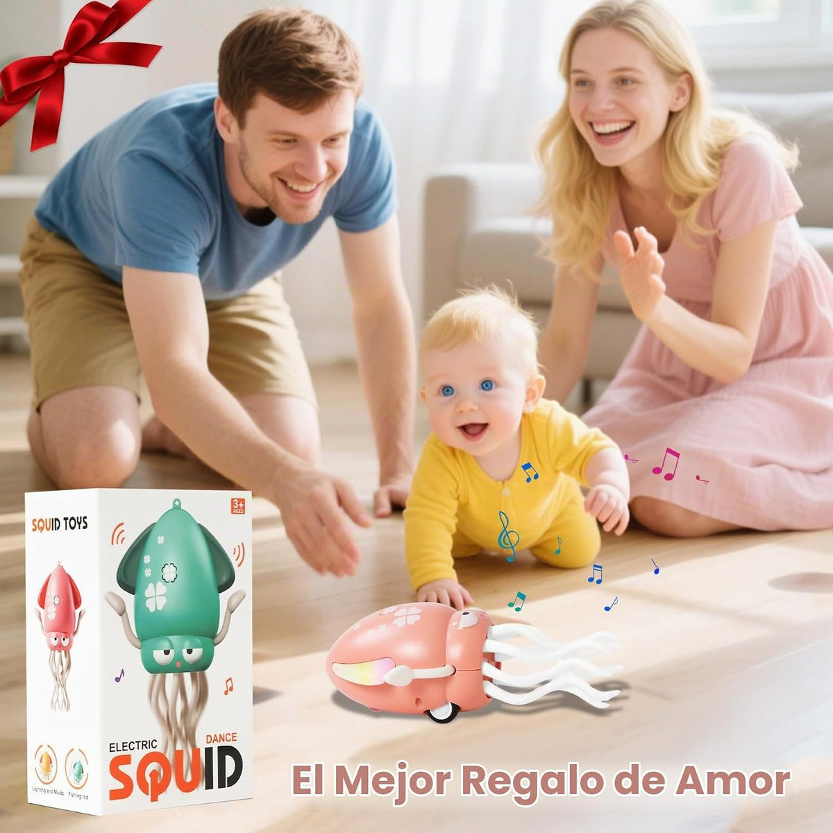 Juguetes de Pulpo Bailarín para Bebé Niña, Calamar Rosa Gateando, J...
