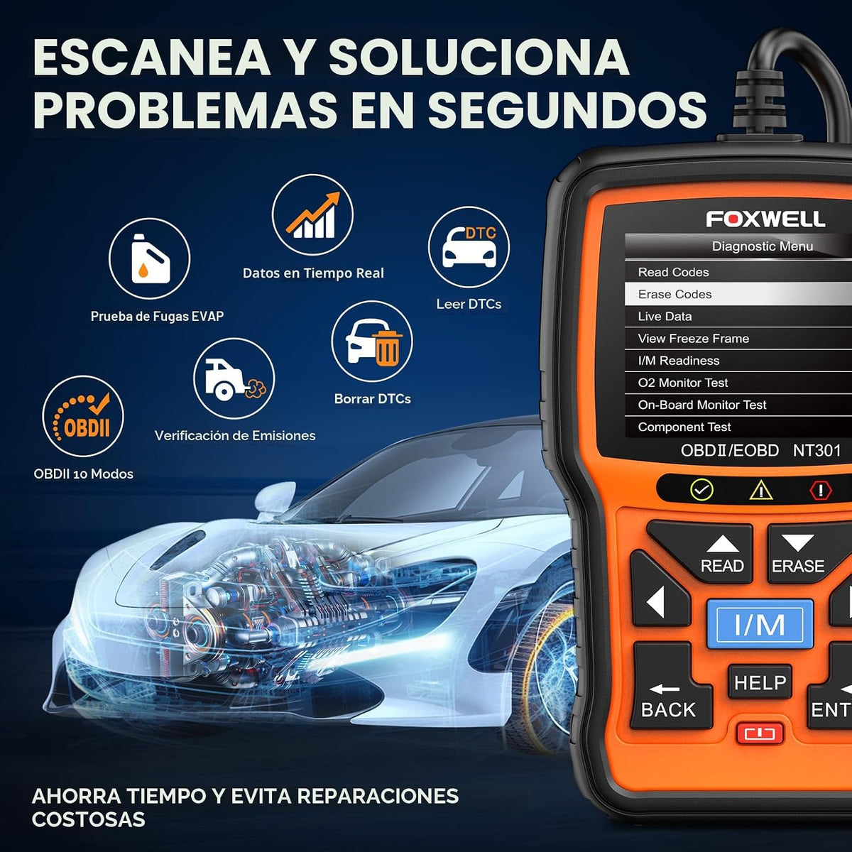 FOXWELL NT301 OBD2 escáner de datos en vivo profesional mecánico OB...