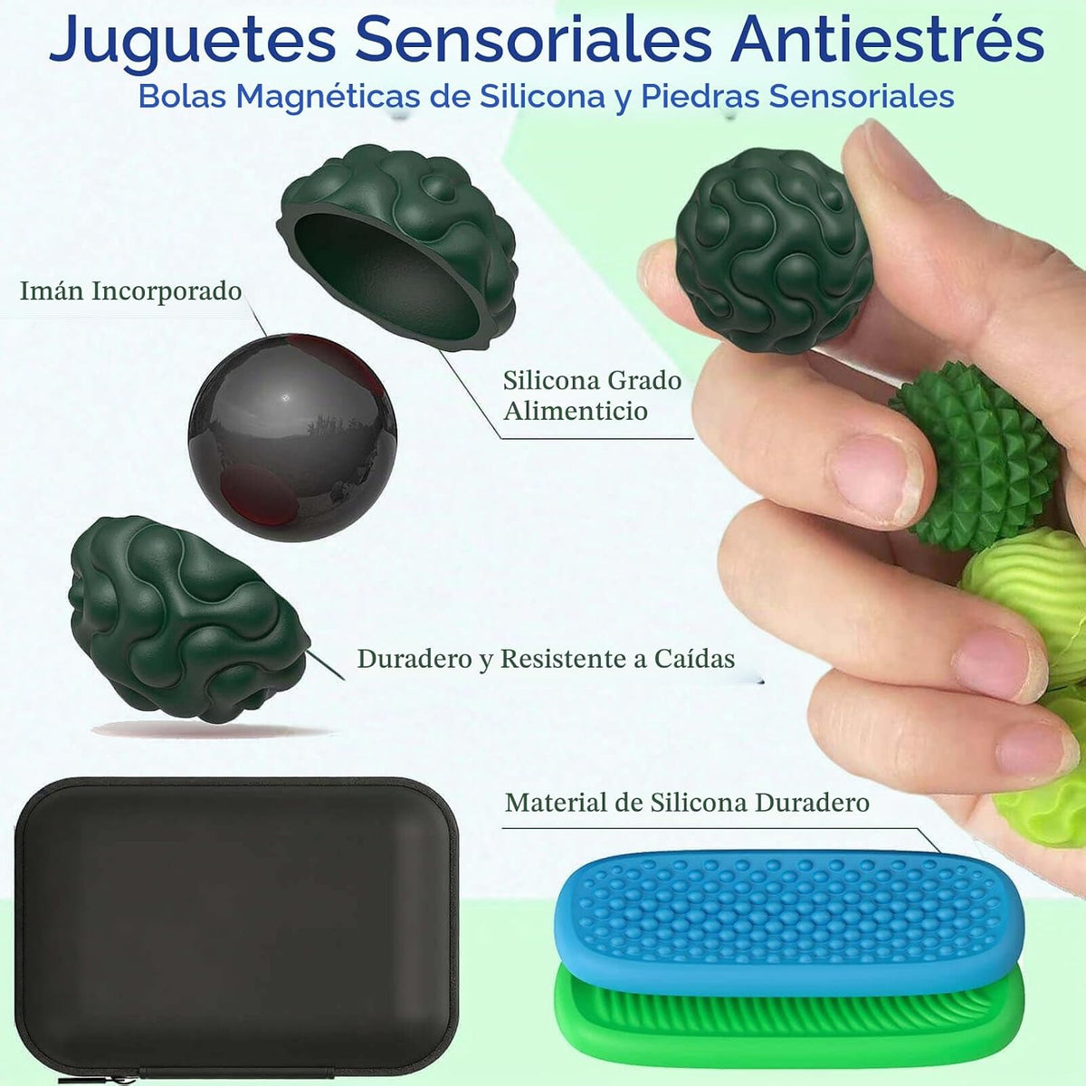 Juguetes Fidget para Adultos Bolas Magnéticas de Silicona y Piedras...