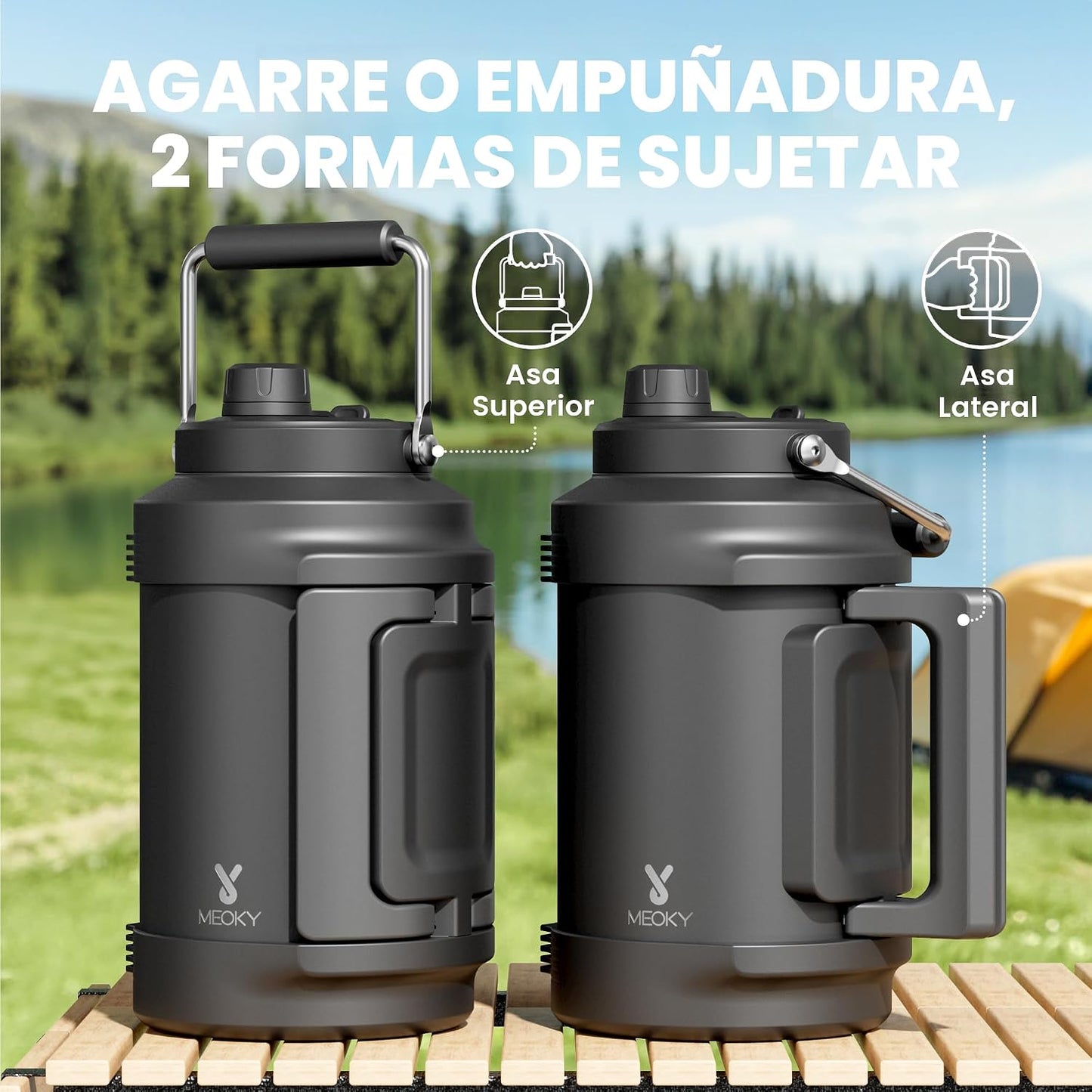 Botella de agua aislada de 1 galón para deportes: Meoky - Jarra de...