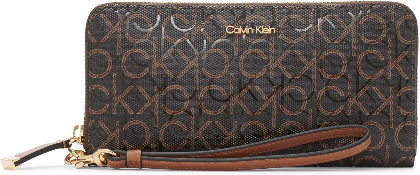 Calvin Klein Bolso tipo cartera Saffiano con cremallera alrededor p...