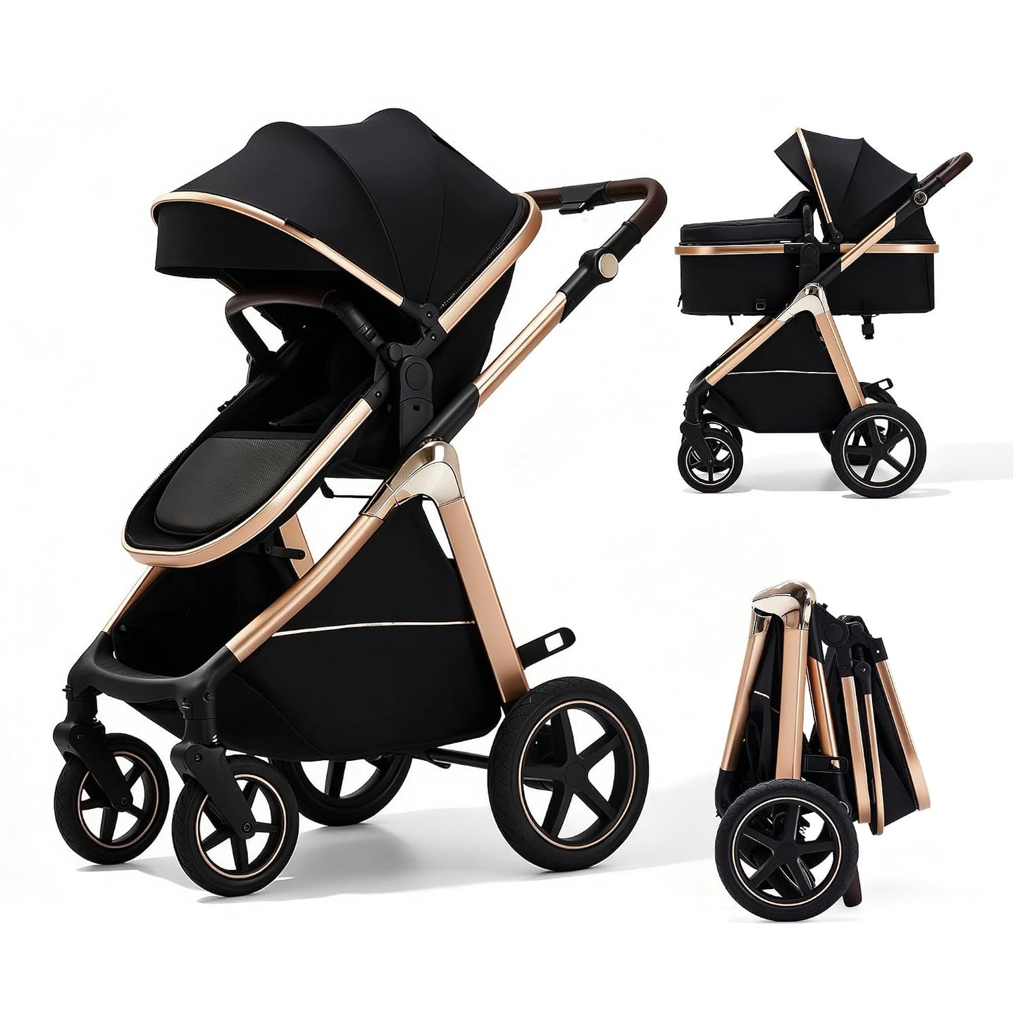Cochecito de bebé convertible 2 en 1, asiento reclinable reversible...