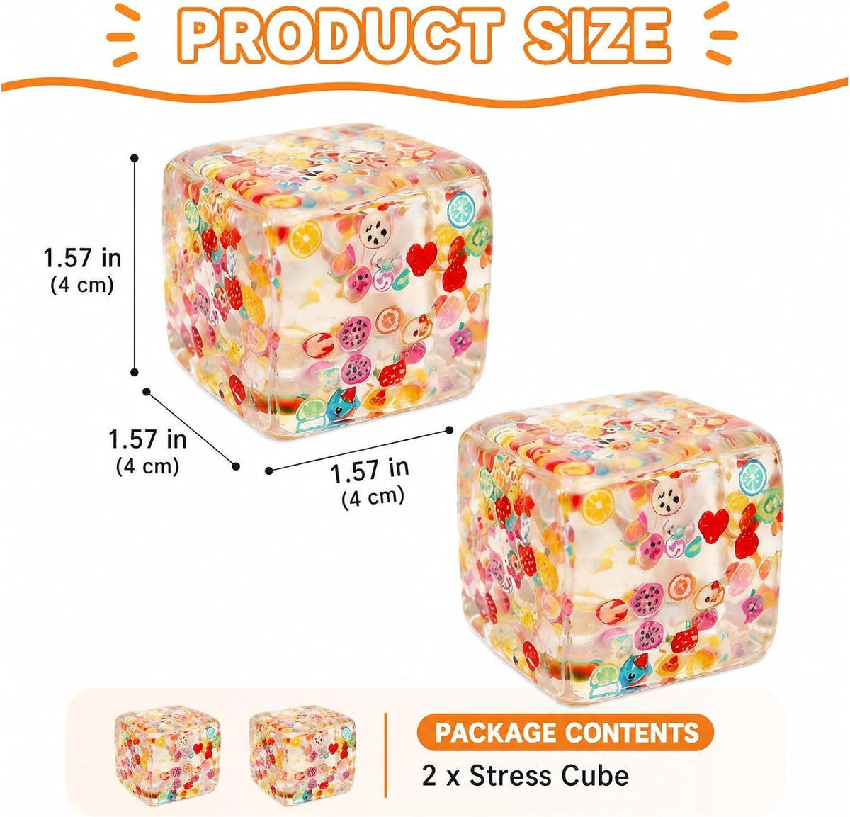 NKMJOK 2 cubos de estrés, decoraciones de cubos de frutas, herramie...