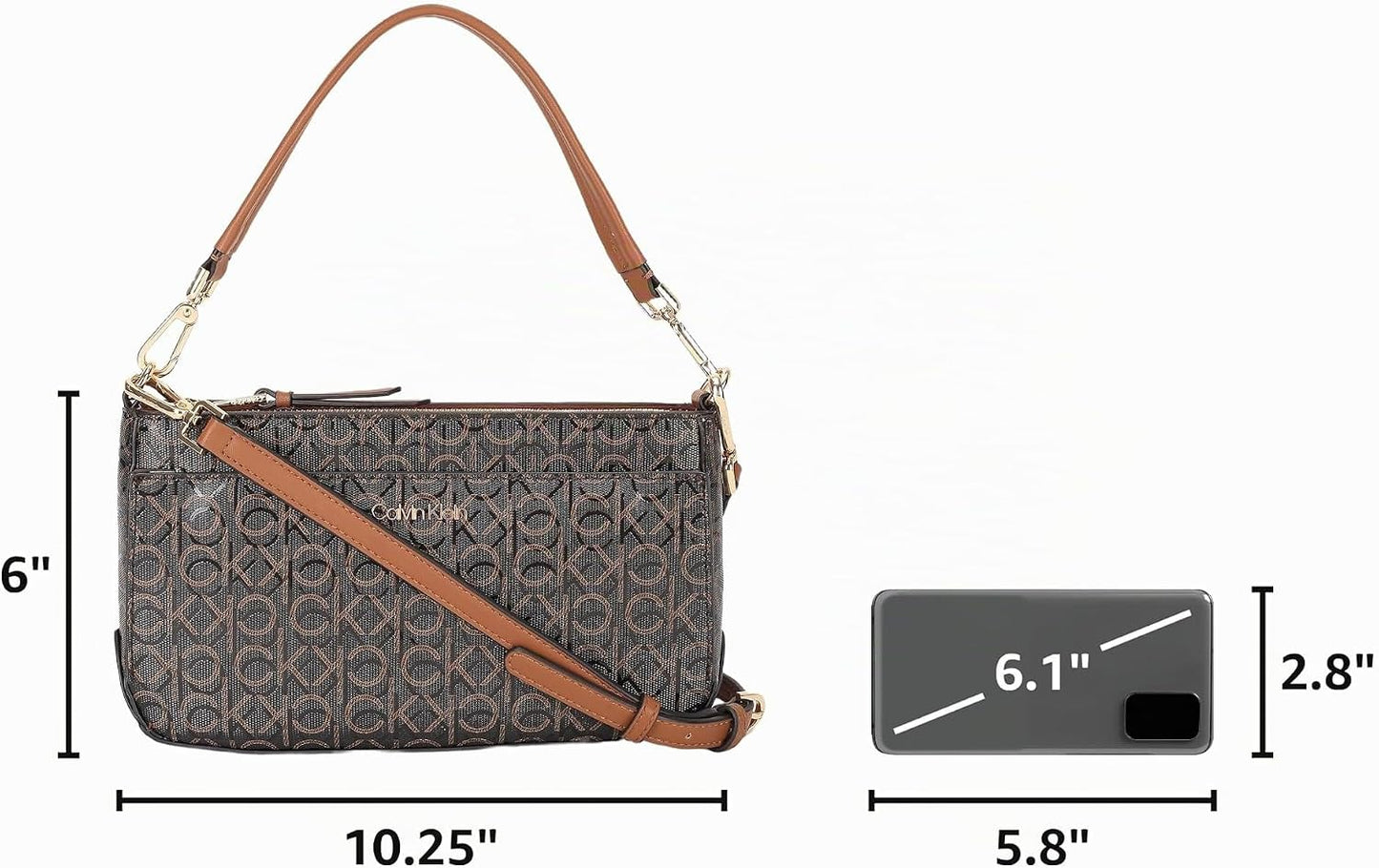Calvin Klein Bolso de hombro Lucy con triple compartimento para muj...