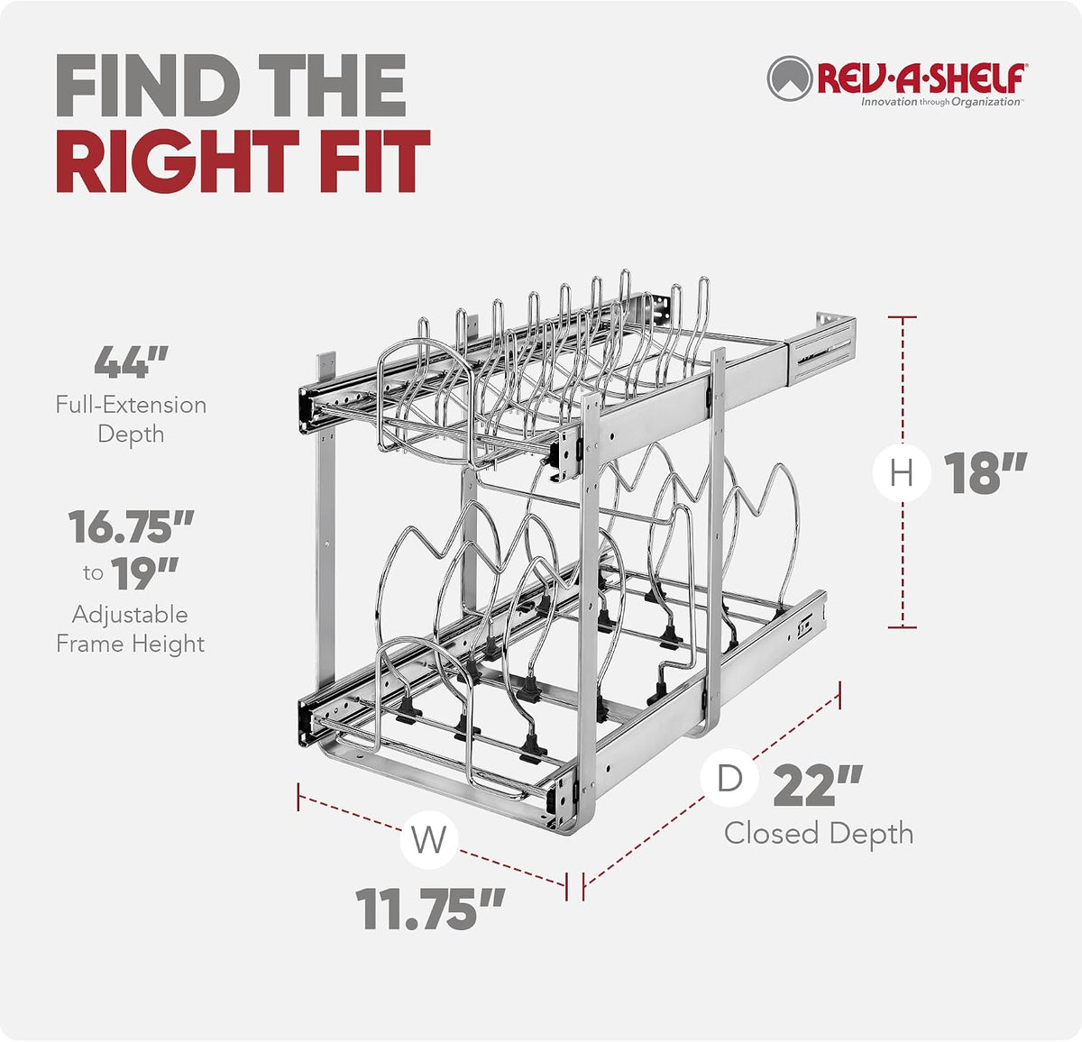 Rev-A-Shelf Organizador de Armario de Cocina Extraíble de 2 Niveles...