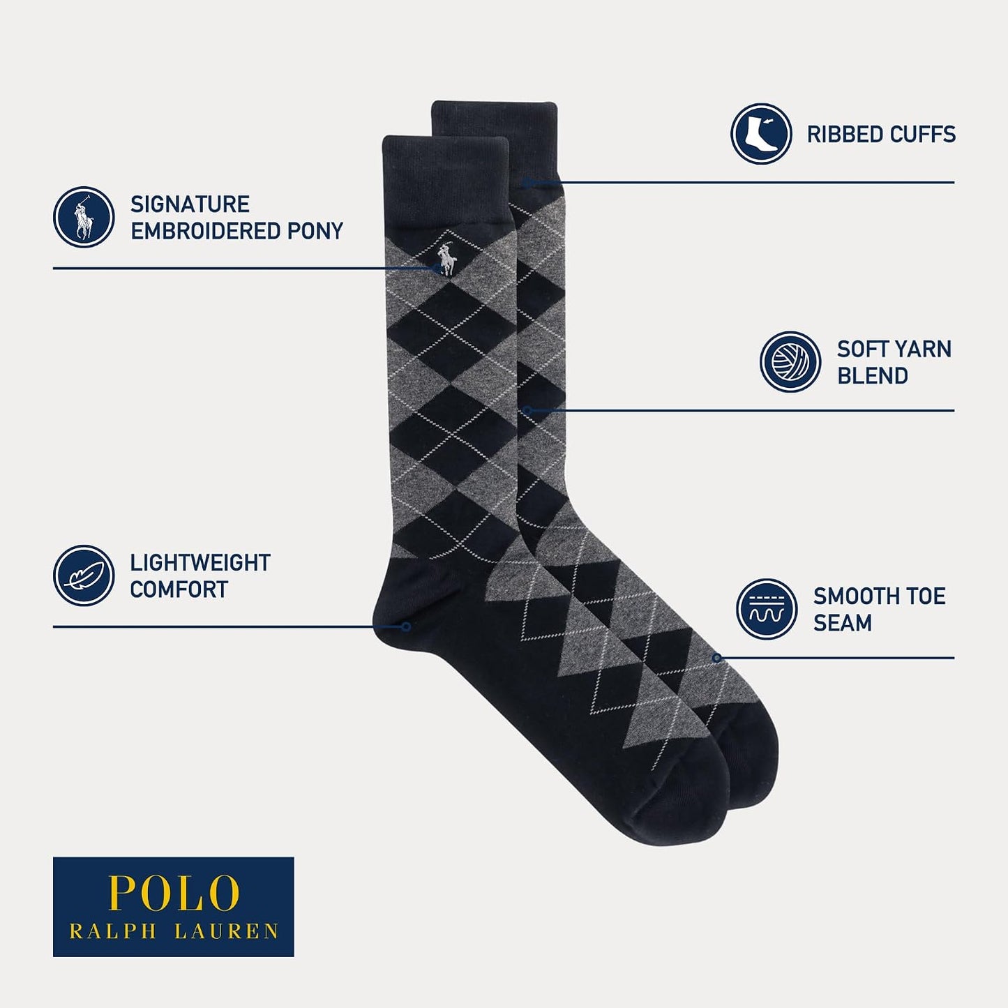 POLO RALPH LAUREN Calcetines de vestir con patrones surtidos para h...