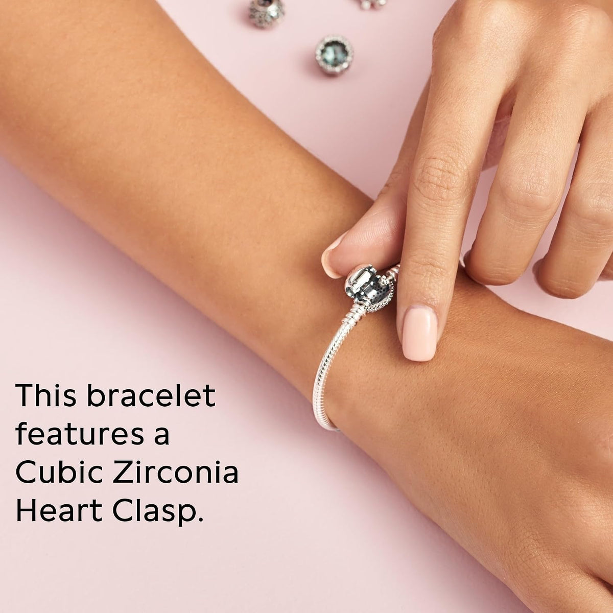 Pulsera de cadena de serpiente con cierre de corazón brillante de P...