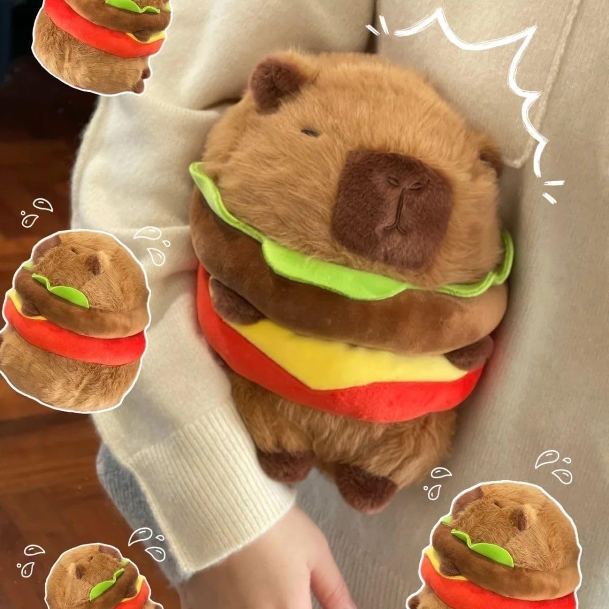 CHDBLOCK Peluche de Capibara Hamburguesa - Peluche de Capibara Boni...