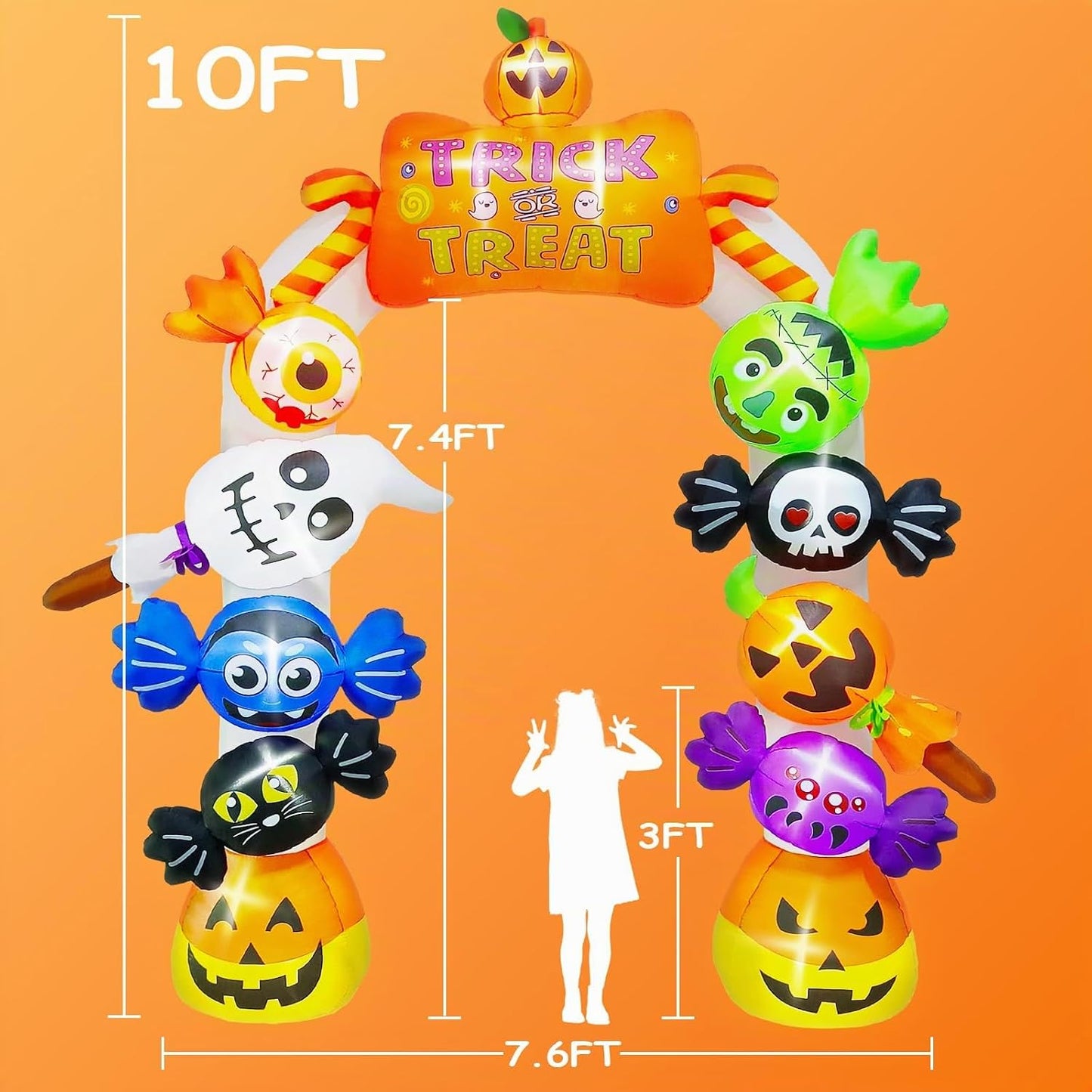 Kalolary Fantasma de caramelo inflable de Halloween de 10 pies de a...