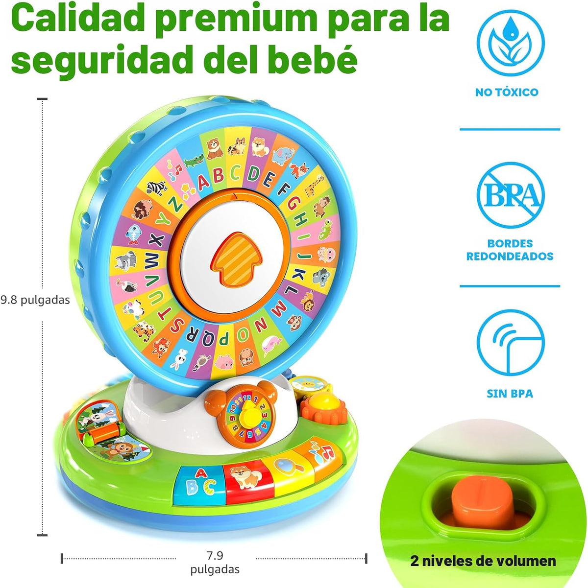 Juguetes para niños de 1, 2, 3 años, niños y niñas, alfabeto zoológ...