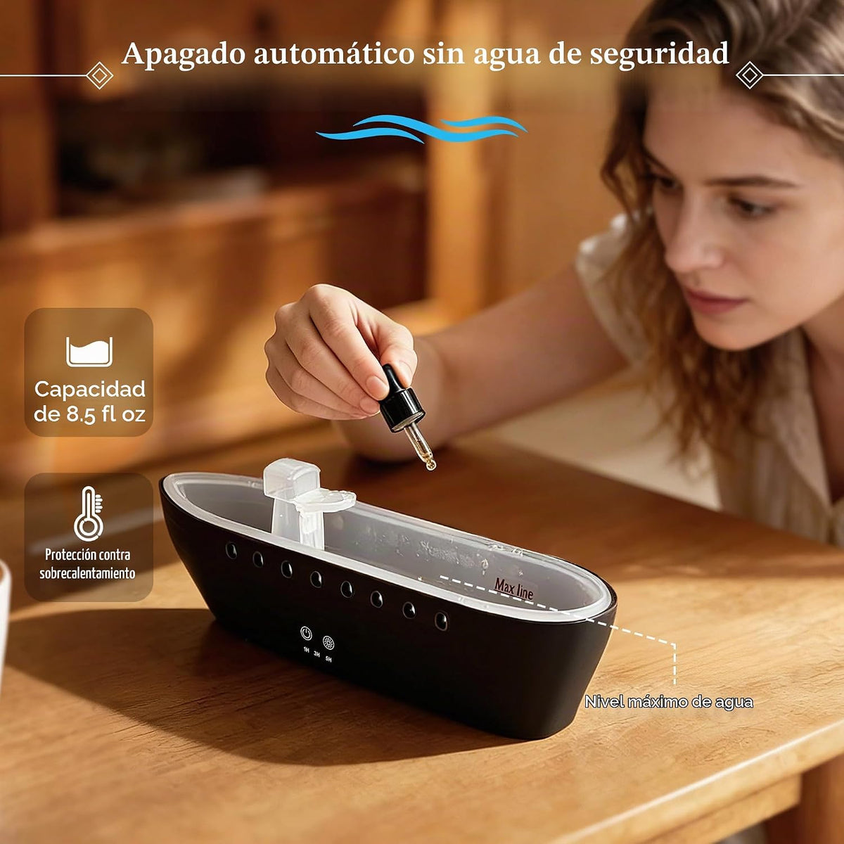 ZWH Difusor de aceite esencial de 8.5 fl oz, humidificador ultrasón...