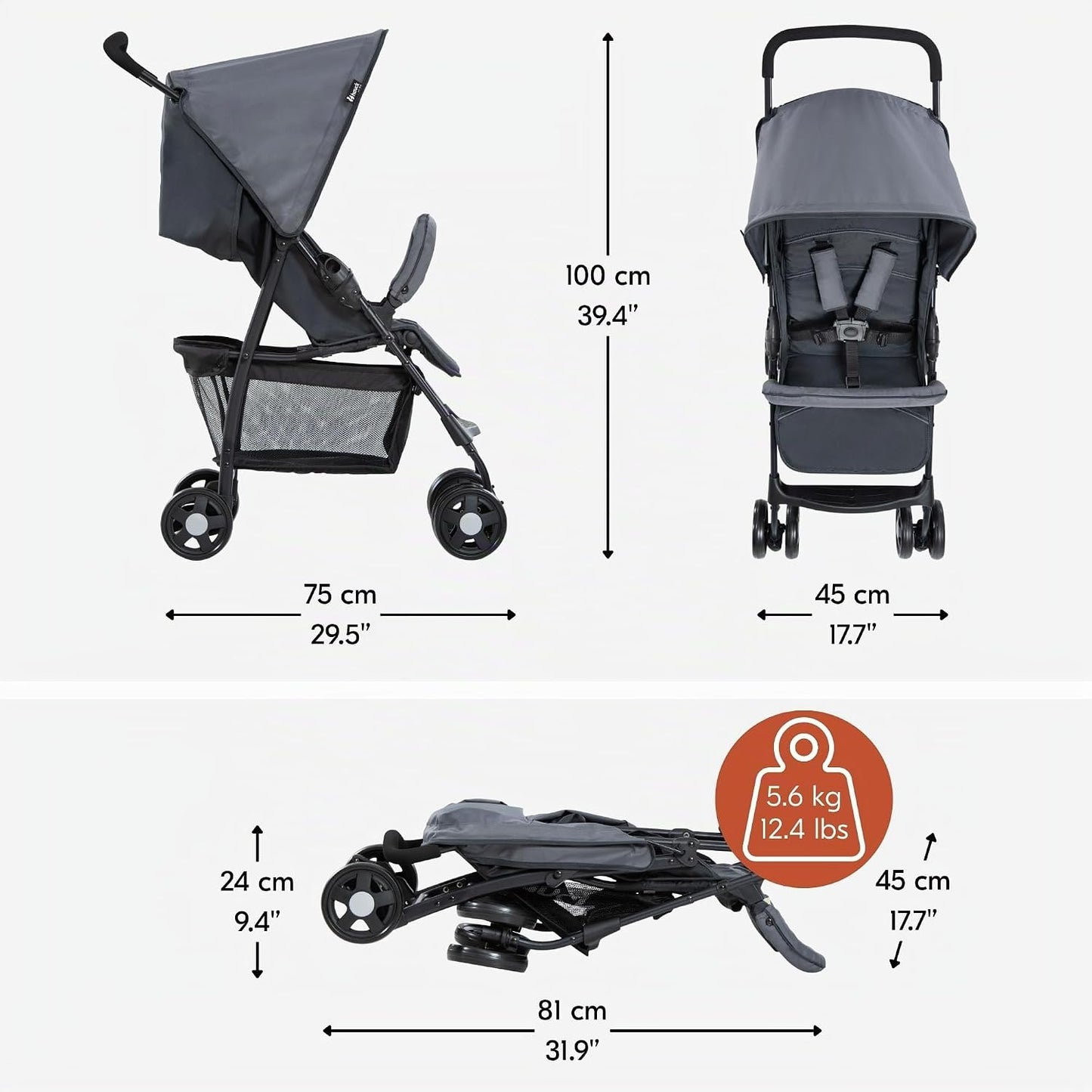 hauck Cochecito de viaje ligero y compacto plegable para bebé\/niño...
