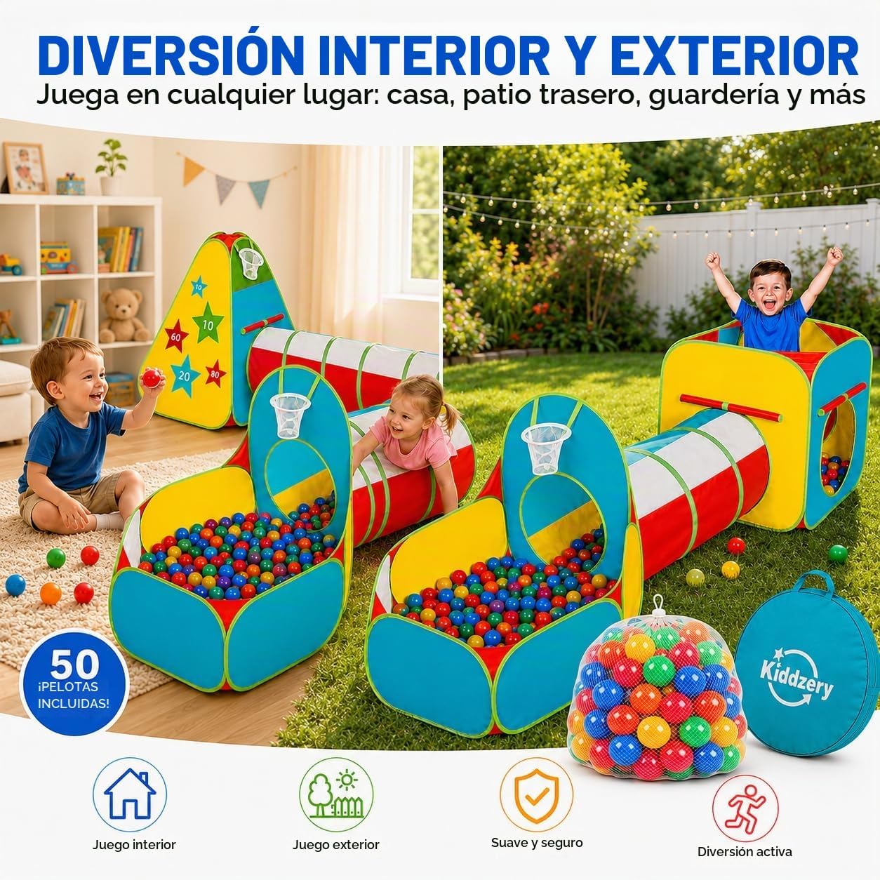 Tienda de juego de 5 piezas para niños pequeños con piscina de pelo...