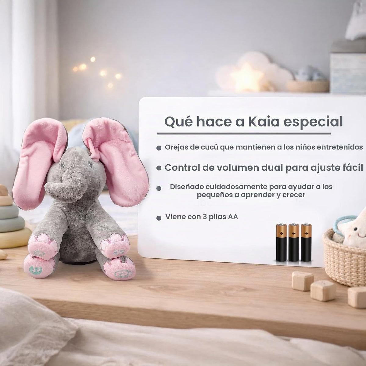 Dimple Kaia Elefante de Peluche Animado - Elefante Rosa de Peluche...
