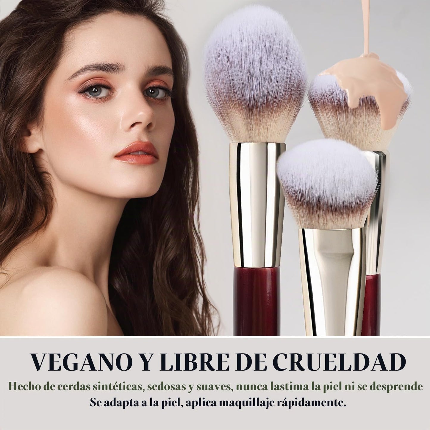 BElLI - Brocha de maquillaje base y contorno para fórmulas líquidas...