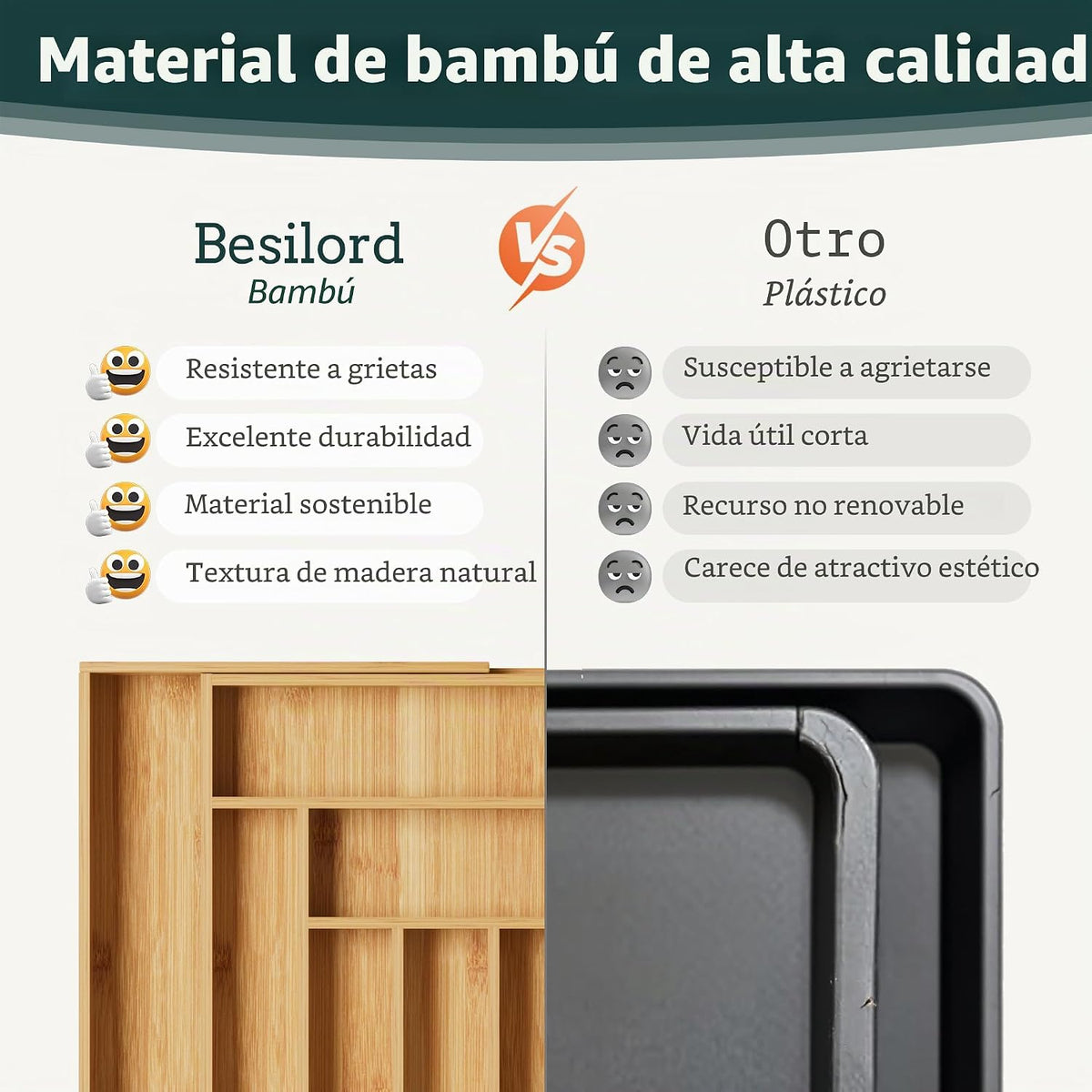 Organizador de cubiertos grande, magnético conectado expandible de...