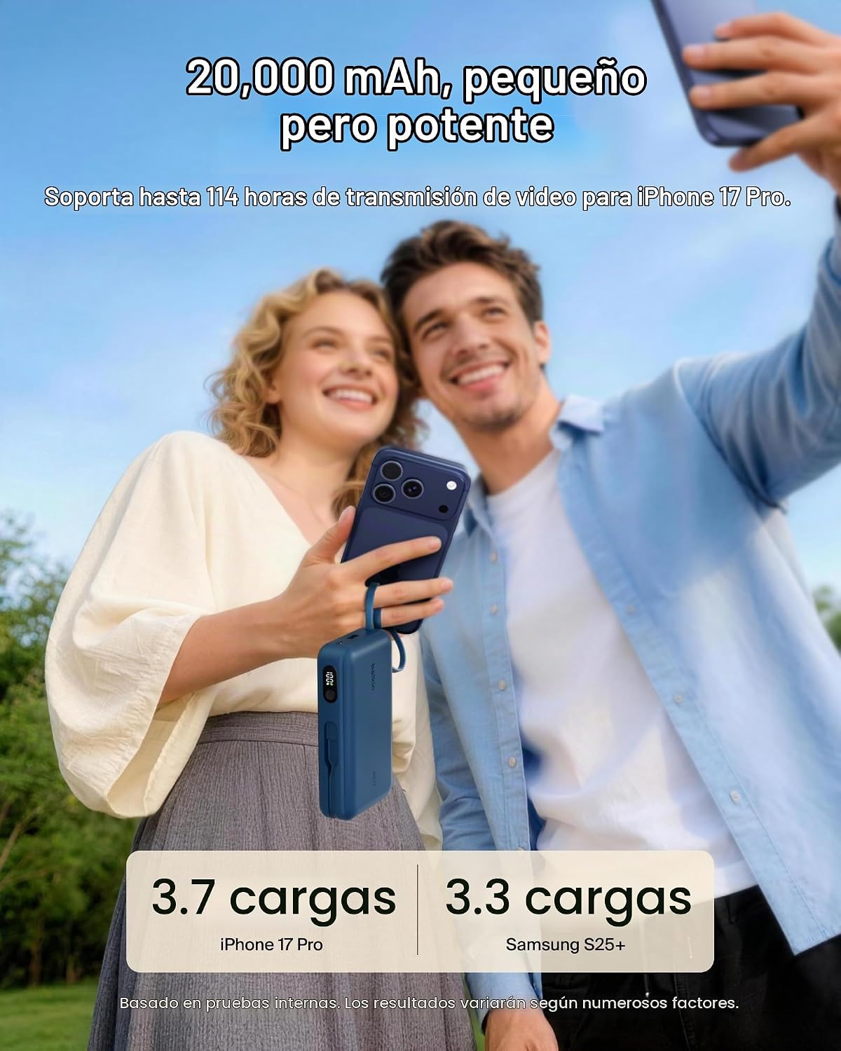 Belkin 20000mAh 45W Cargador portátil Power Bank con cable USB C in...