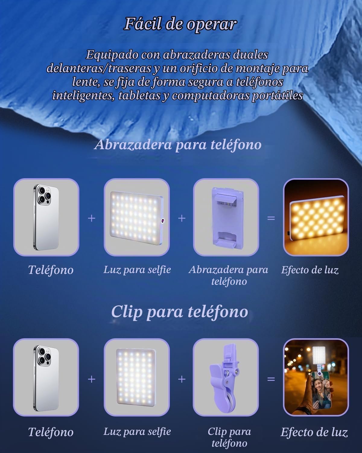 60 luces LED portátiles para selfies, iluminación de videoconferenc...
