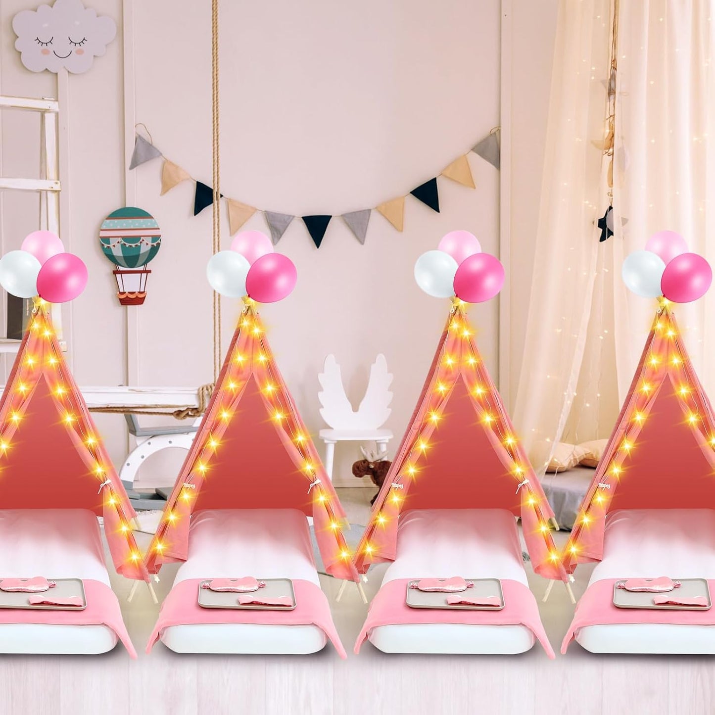 Windyun Paquete de 6 Carpas Tipi para Niños para Fiesta de Pijamas,...