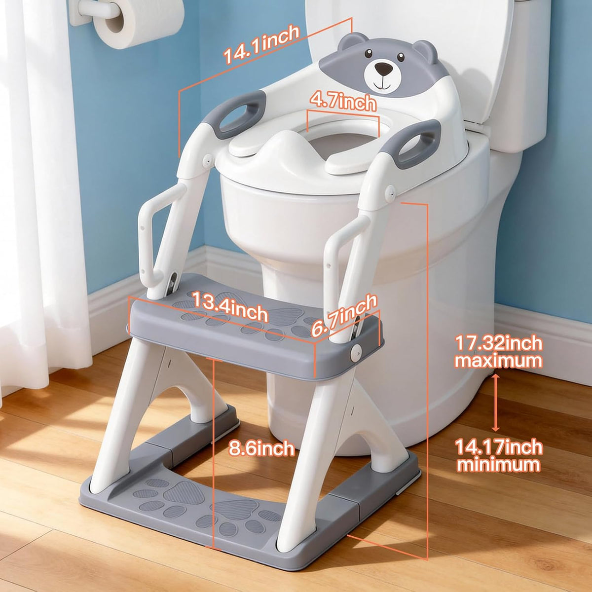 Reposabrazos de seguridad mejorados para asiento de inodoro 2 en 1...