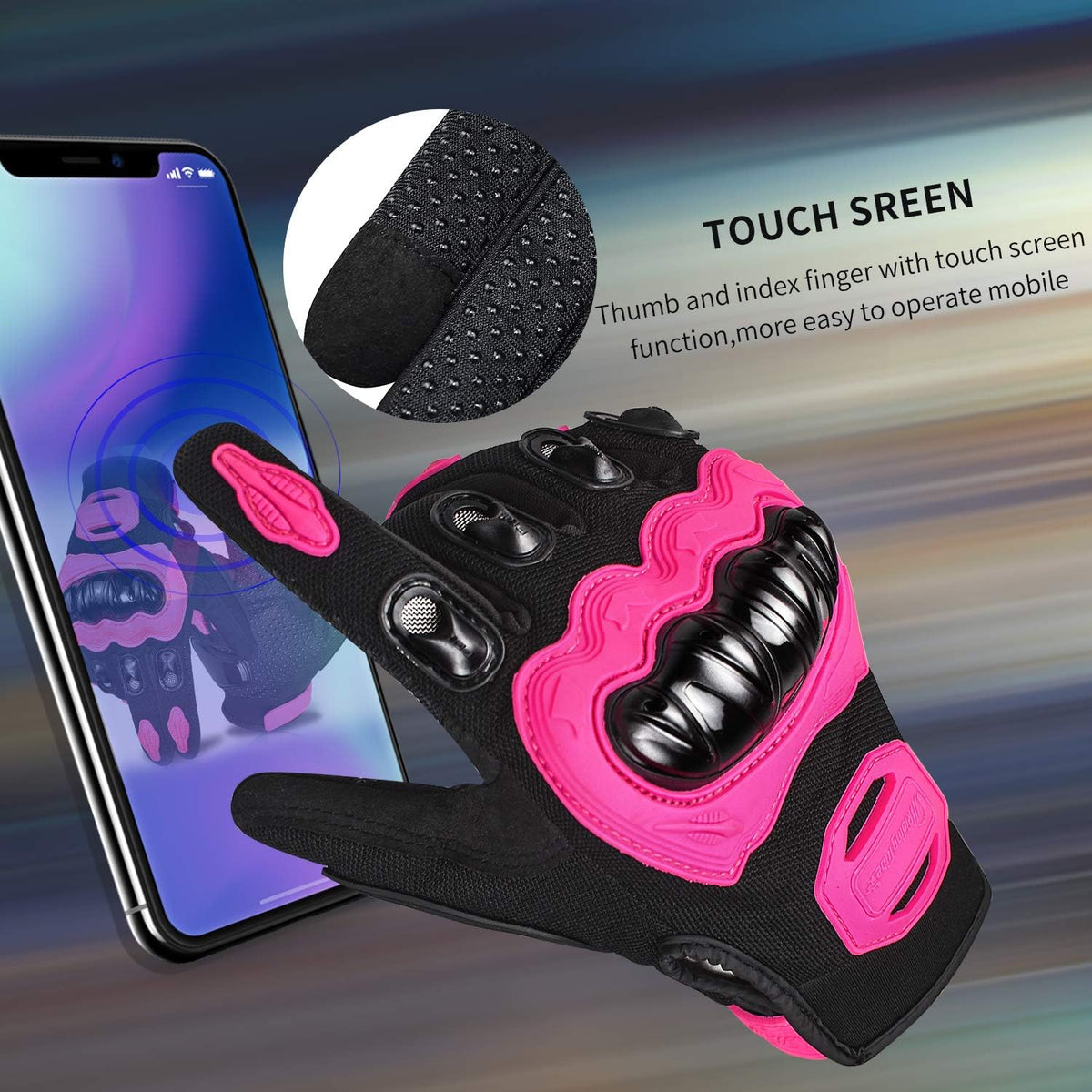 ELCYCO - Guantes de motocicleta para mujer con pantalla táctil, par...