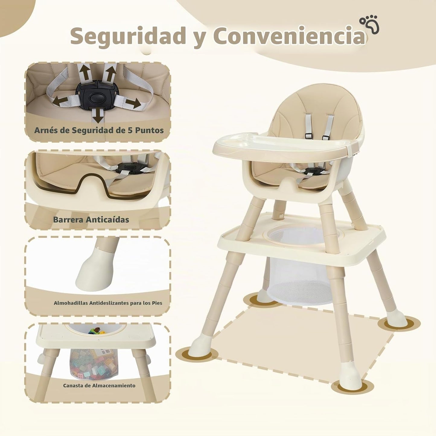 JOYMOR Silla alta 7 en 1 para bebés y niños pequeños, mesa y silla...