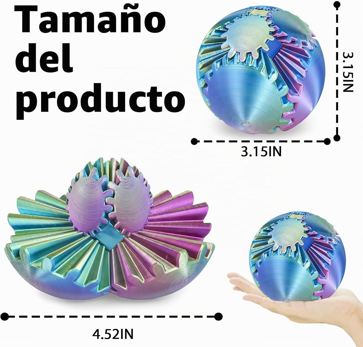 Juguete Fidget Cubo Bola de Engranajes Impreso en 3D, Juguetes Fidg...