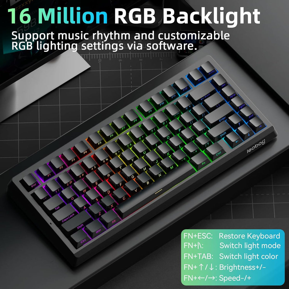LEOBOG A80 RT Hall Effect Gaming Teclado mecánico Disparador rápido...