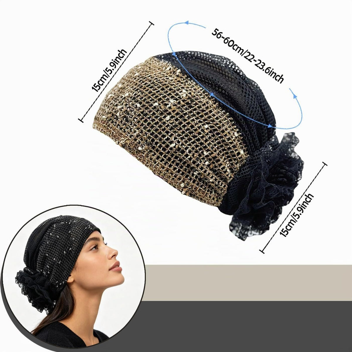 Pemilosci Paquete de 2 gorros de encaje para la cabeza, gorro de ma...