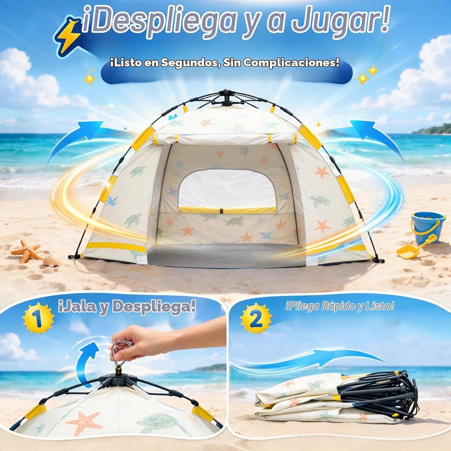 Tienda de campaña de playa para bebés con protección UV UPF 50+, in...