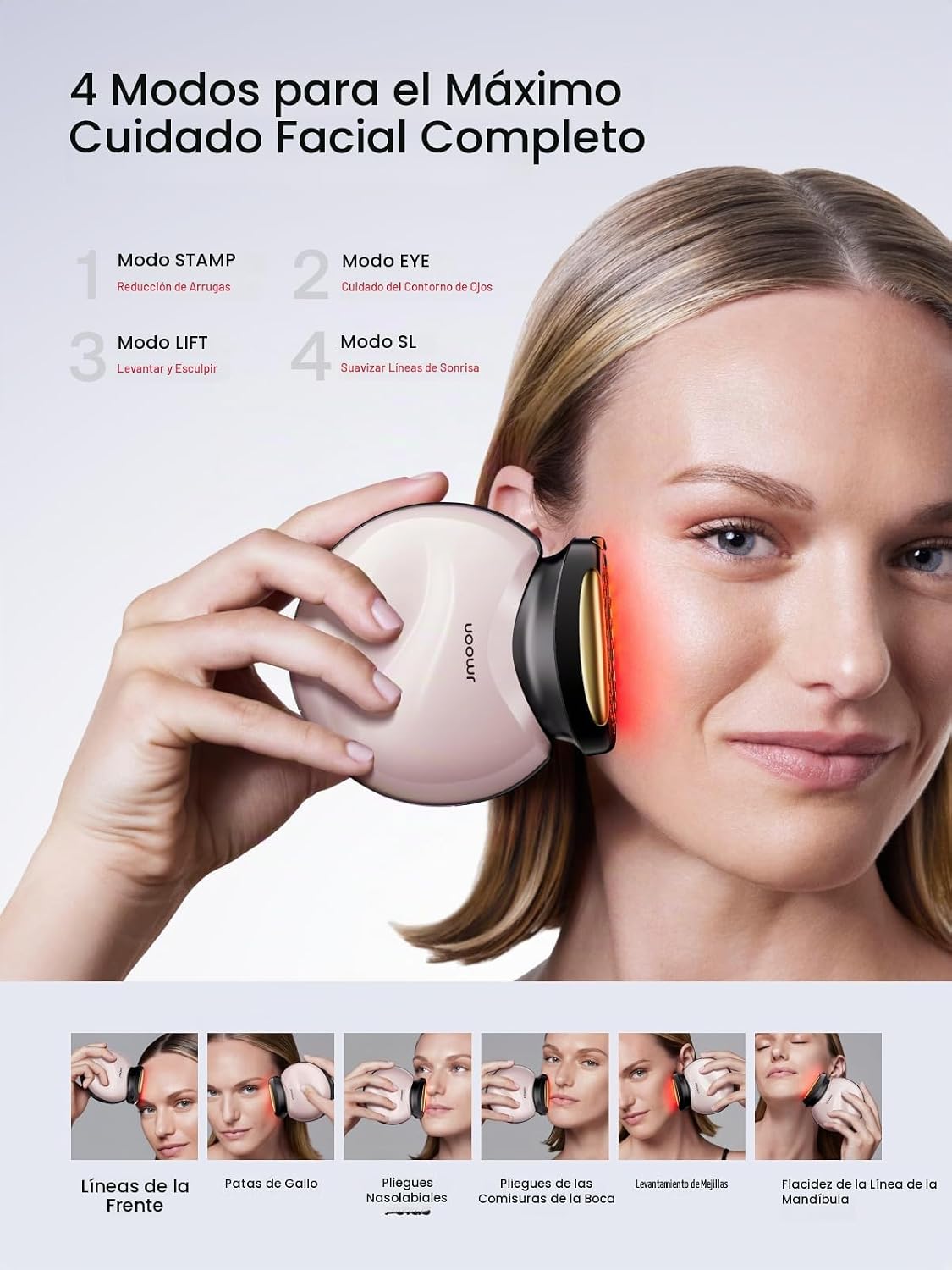 JMOON Dispositivo Facial de Microcorriente, M30U Terapia de Luz Roj...