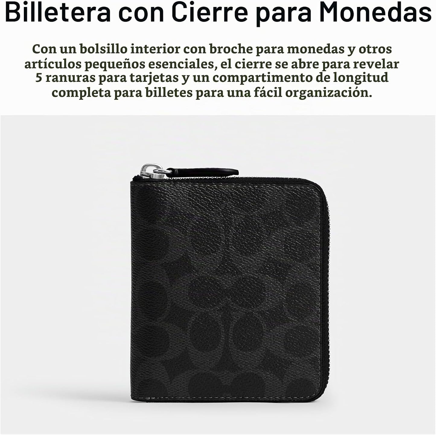 Coach Monedero con cremallera alrededor para hombre
