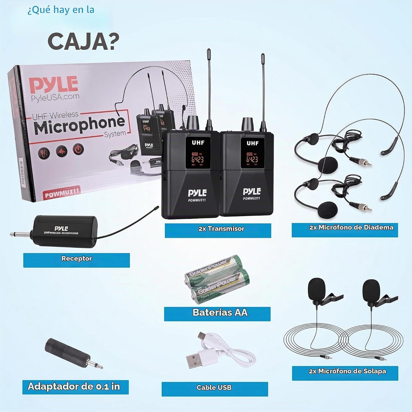 Pyle Pyle PDWMU211 - Sistema de micrófono dual UHF inalámbrico prof...