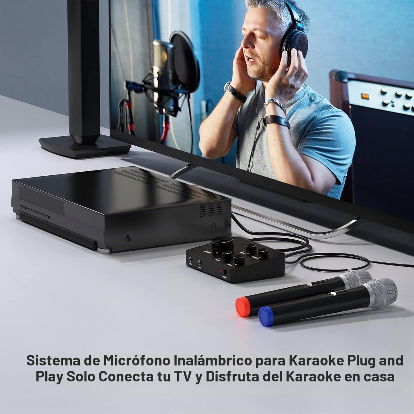 Sistema de mezclador de karaoke de micrófono inalámbrico, micrófono...