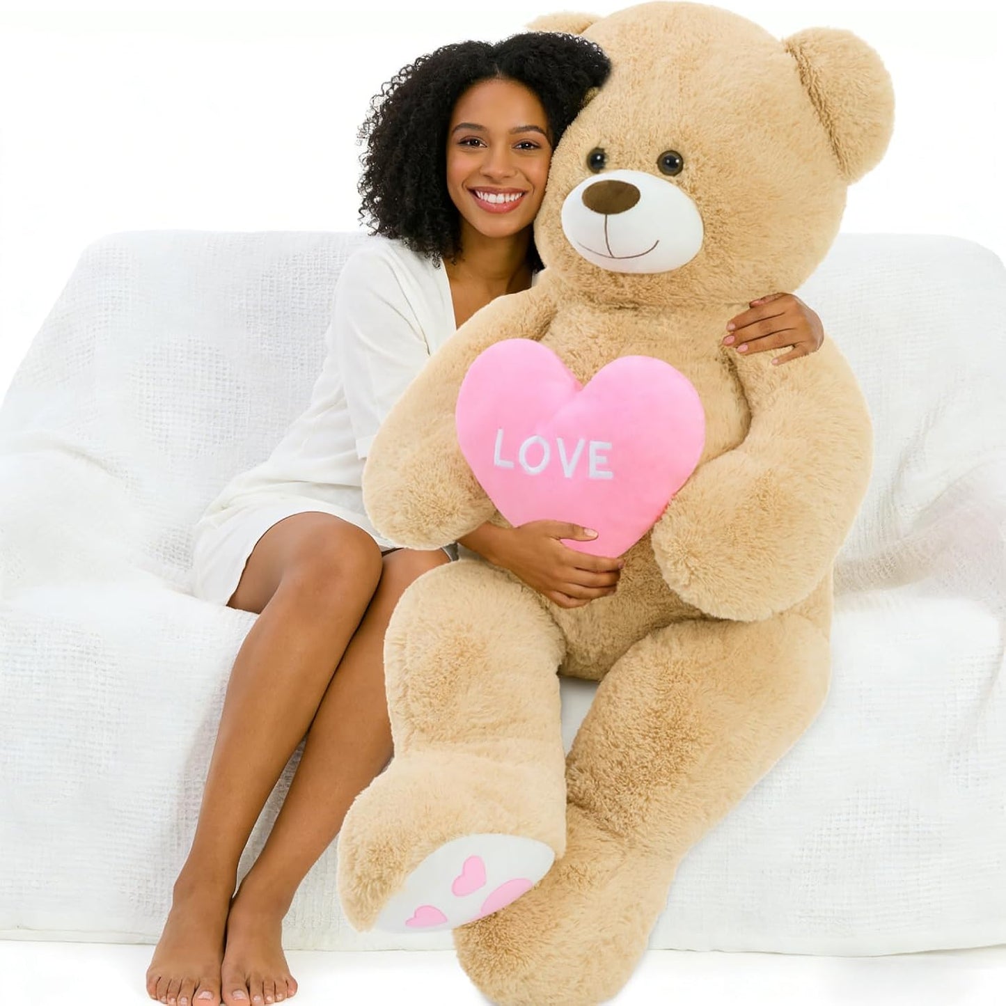 MorisMos Oso de peluche gigante con corazón de amor, 4 pies, 51 pul...