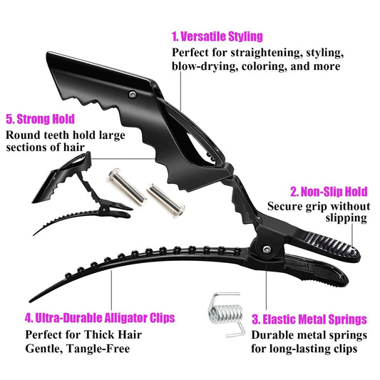 10 pinzas de pelo de cocodrilo para seccionar, pinza de pelo de sal...