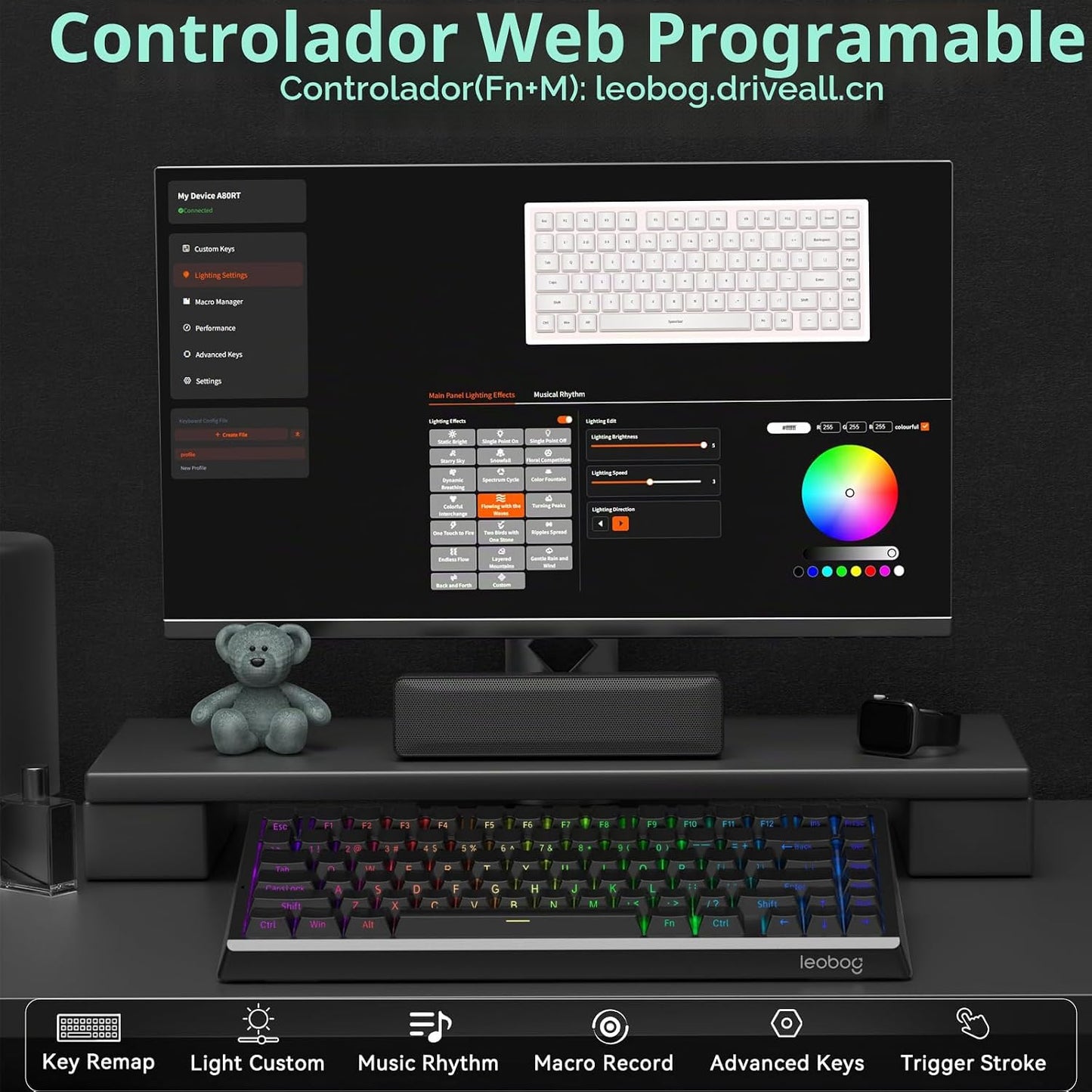 LEOBOG A80 RT Hall Effect Gaming Teclado mecánico Disparador rápido...