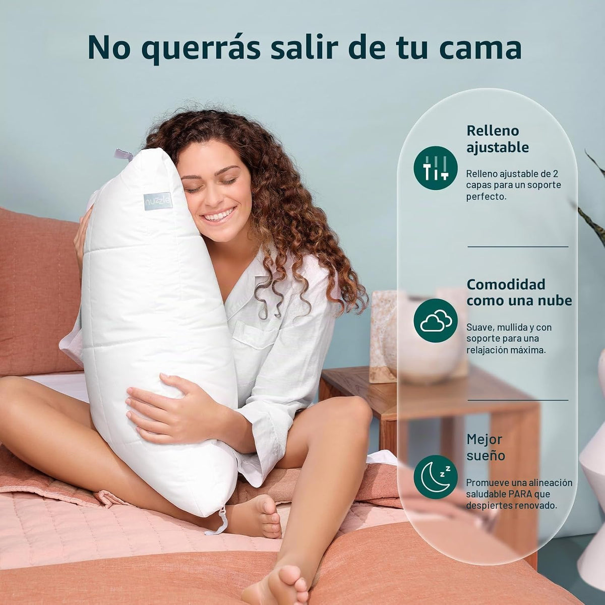 Nuzzle - Almohada de enfriamiento ajustable para dormir de lado, al...