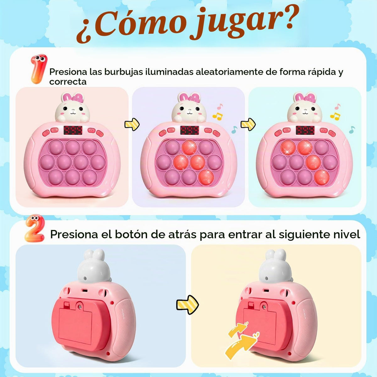Lesipee Consola de juegos de empuje rápido para niños, juguete de b...