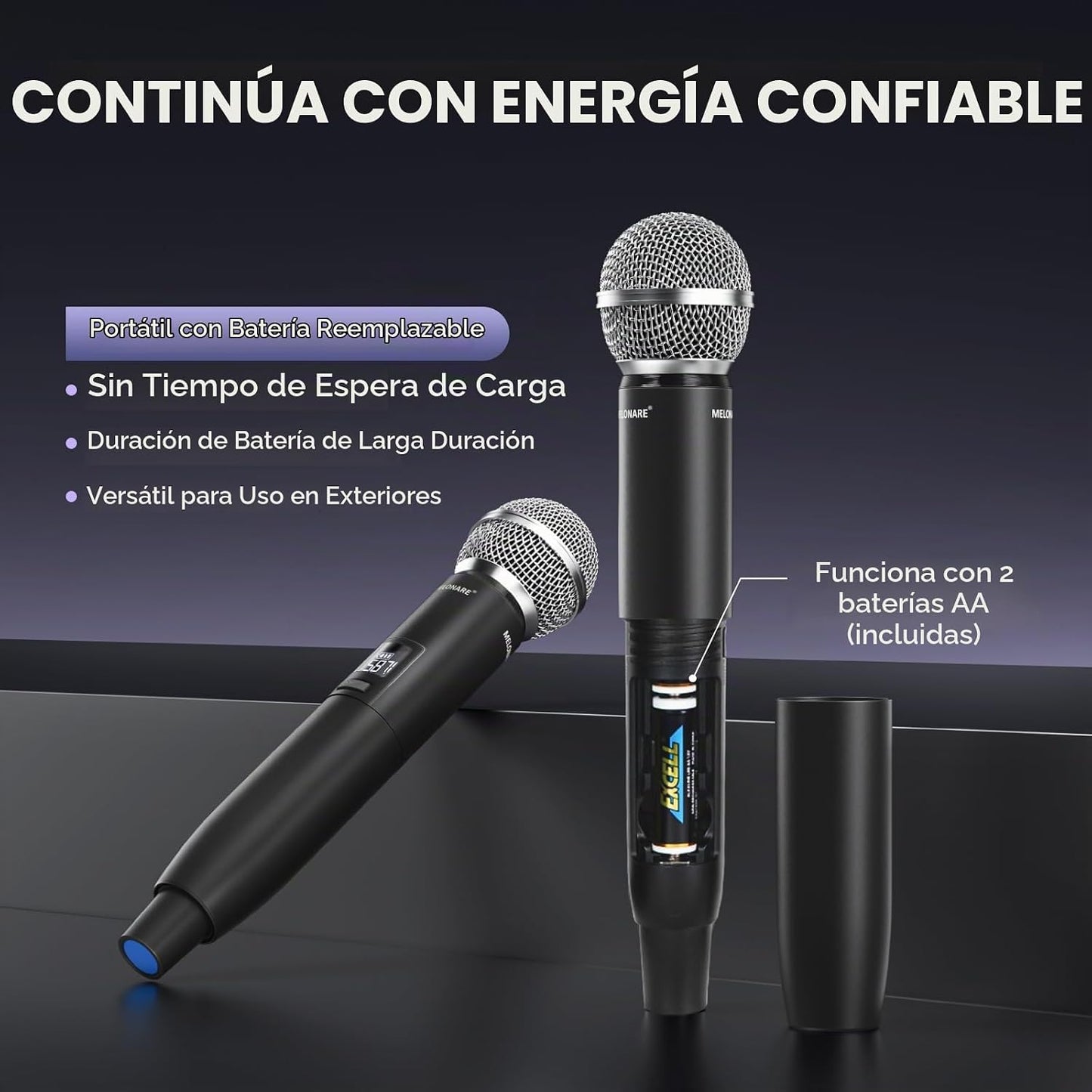 MELONARE Sistema de micrófono inalámbrico de escaneo automático UHF...