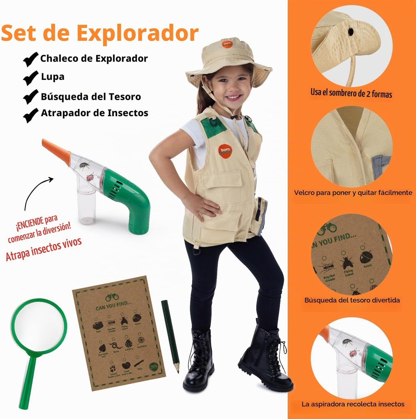 Born Toys Juego de simulación de disfraz para niños 3 en 1, jardine...