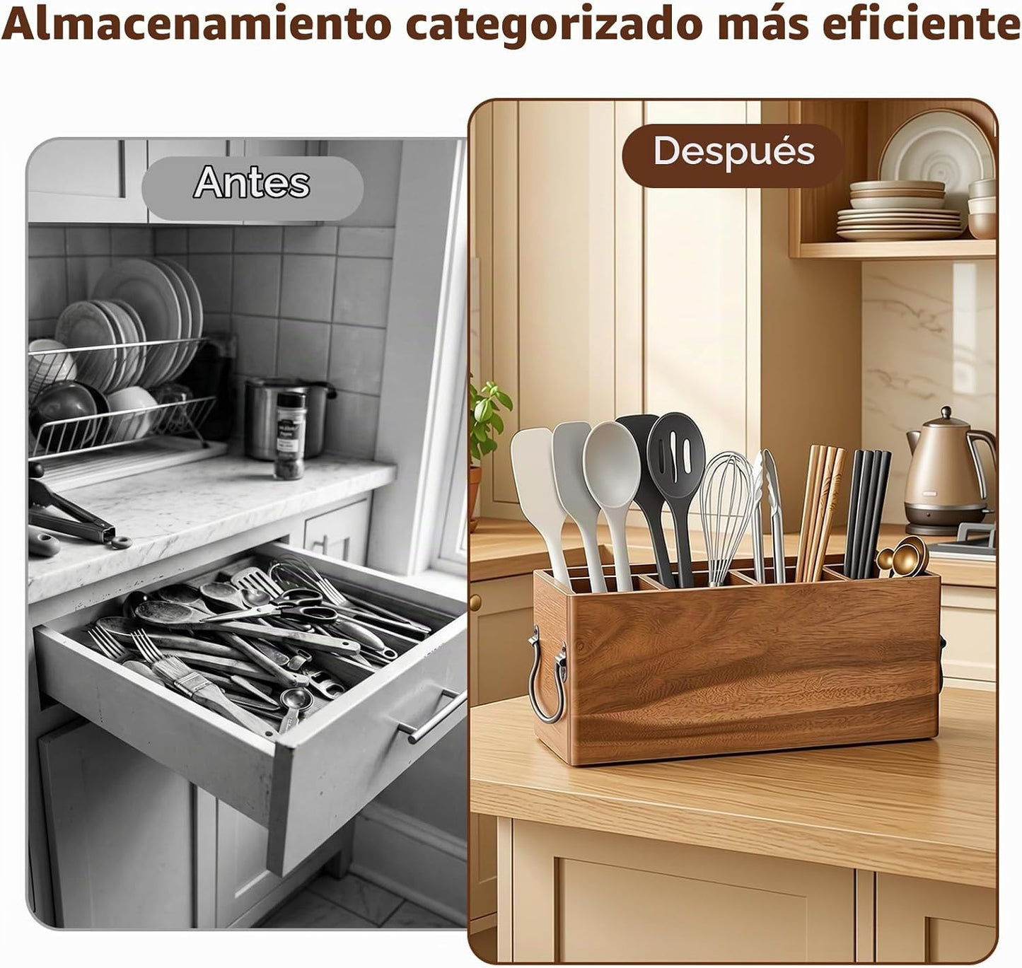 SMOCEN Soporte para utensilios de cocina para encimera, organizador...