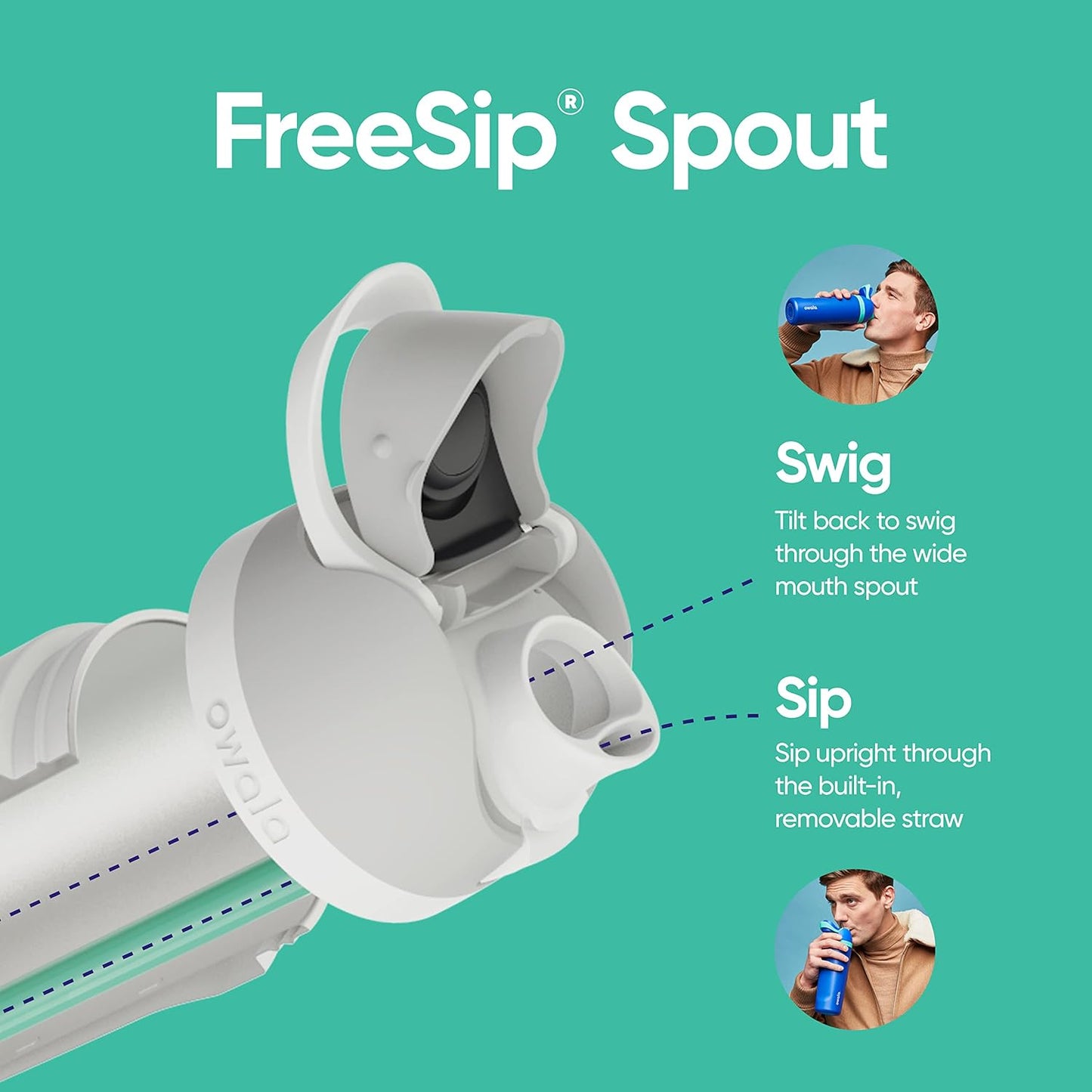 Owala FreeSip - Botellas de agua aisladas de acero inoxidable de 24...
