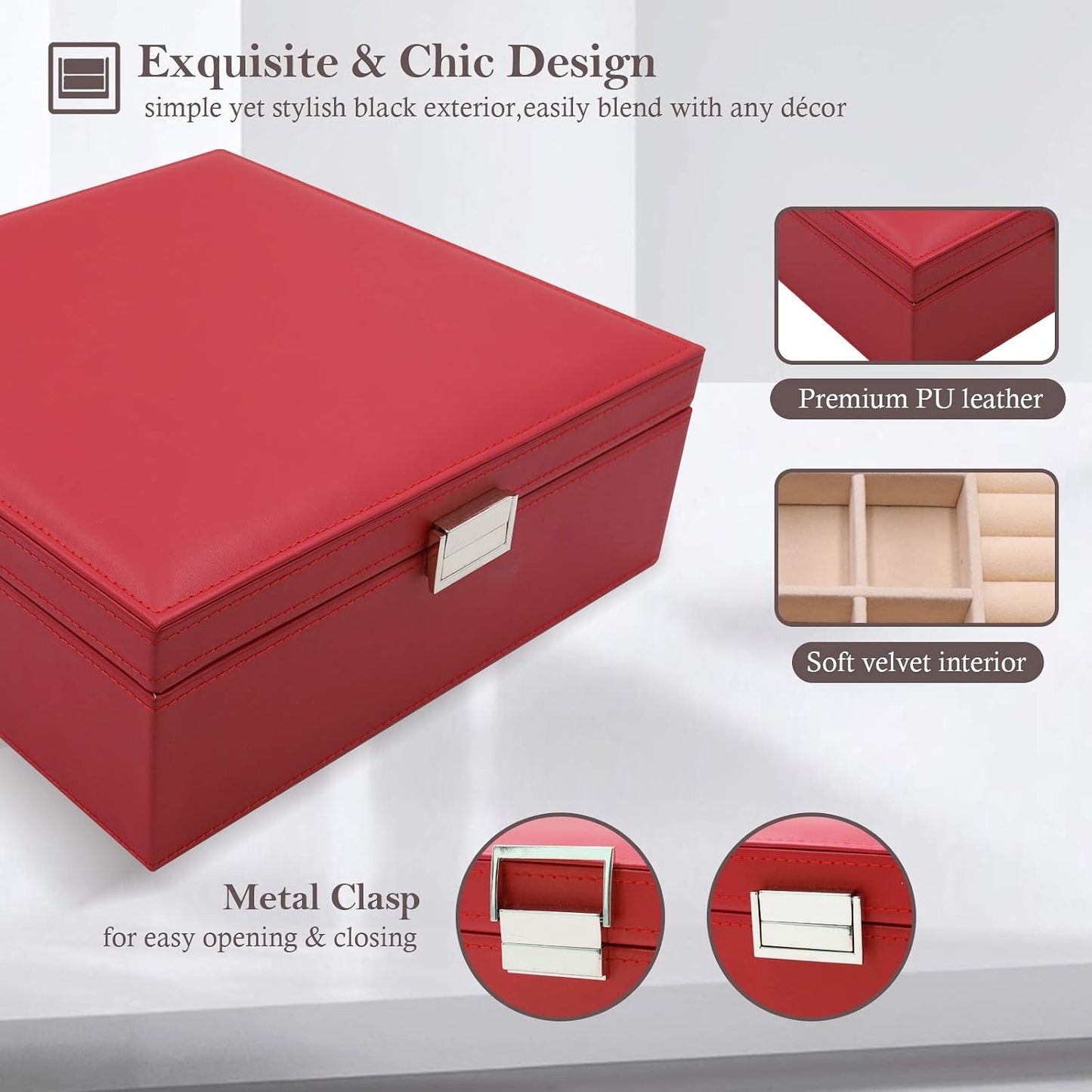 ProCase Caja de Joyas para Mujeres, 2 Capas Organizador de Joyas de...
