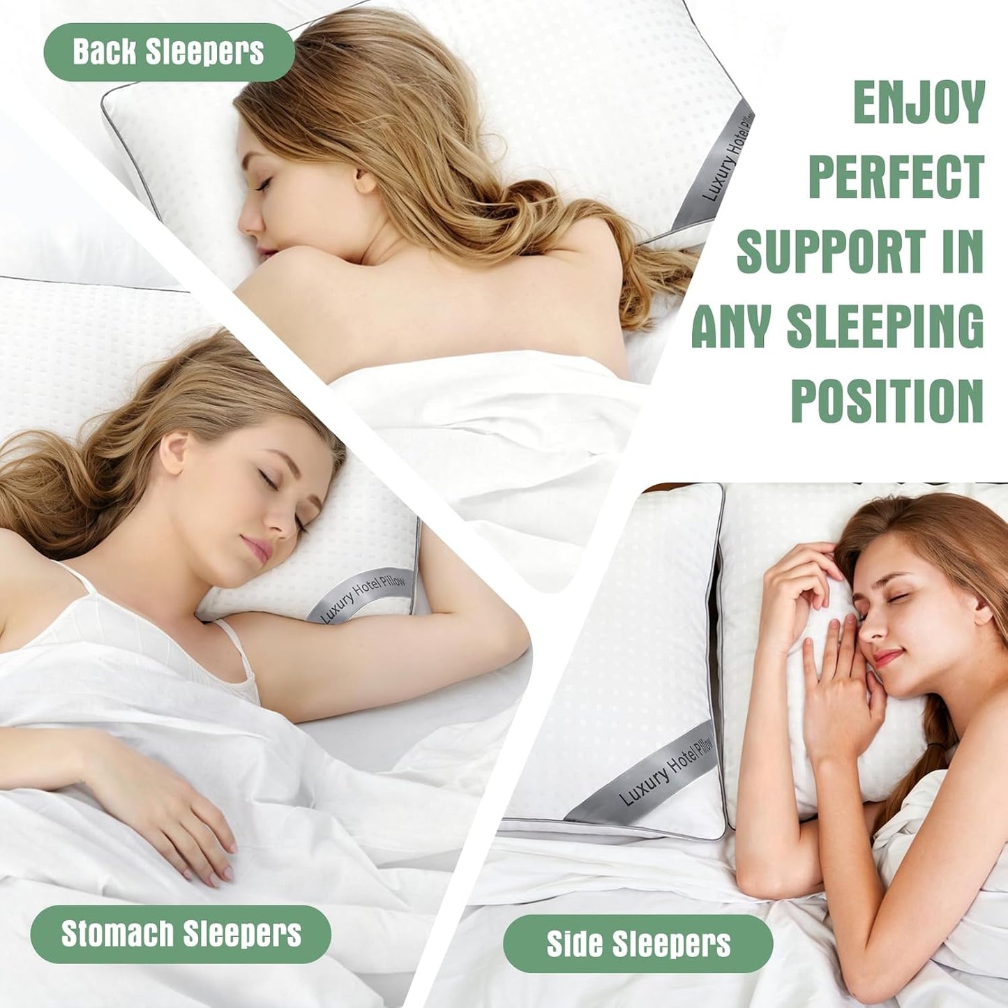 Higoom Juego de 4 almohadas de cama de tamaño estándar para dormir,...
